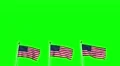 USA US 3 American Flags Waving Green screen CG Flare 4k or 4k+ Resolution