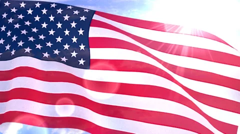 USA US American Flag Closeup Waving Against Blue Sky Seamless Loop CG 2 Stock Footage