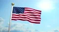 USA US American Flag Medium Shot Waving Against Blue Sky CG HD Footage