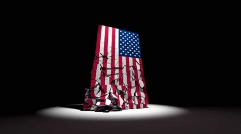 USA US collapse flag United States of America American 4k 動画素材 63650282