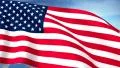 USA US Flags Closeup Waving Against Blue Sky CG Seamless Loop 4K 4k or 4k+ Resolution