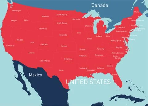 USA vector color map Illustrazione stock