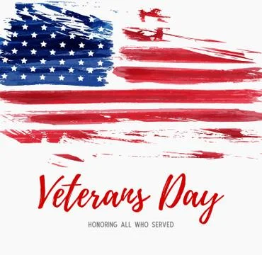 USA  Veterans day background. Vector abstract grunge brushed flag with text.  Stock Illustration