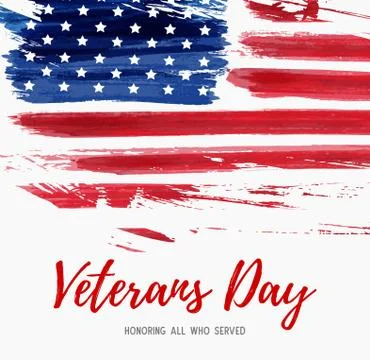 USA Veterans day background. Vector abstract grunge brushed flag with text. T Stock Illustration