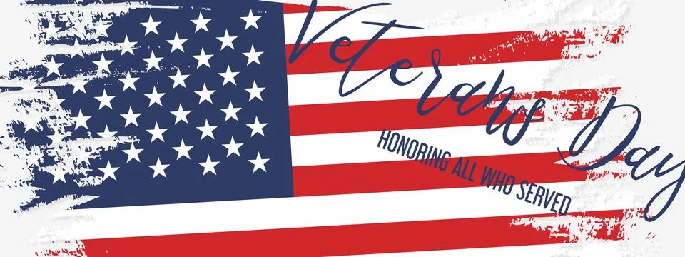 USA Veterans day background. Vector abstract grunge brushed flag with text. Stock Illustration