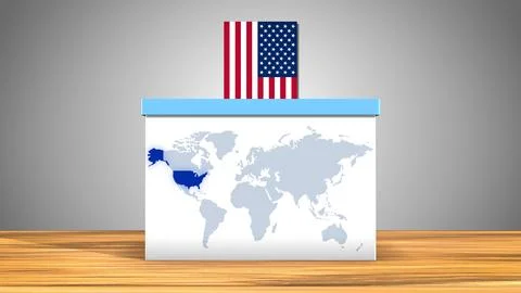 USA Voting Box with World Map Illustrazione stock