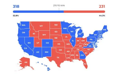 USA Voting Map. Poster map of United States Ilustração Stock