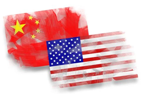 USA vs China Flags Stock Illustration