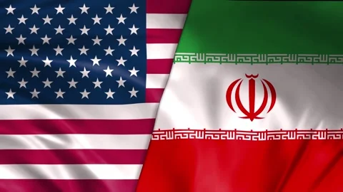 USA vs Iran 4K flag with realistic structure 動画素材 320621245