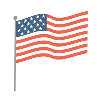 The USA waving flag vector flat illustration isolated on white background Stock Illustration