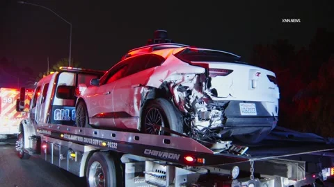 USA: Waymo Self-Driving Car Involved in Crash on 10 Freeway Stock Footage 276219920