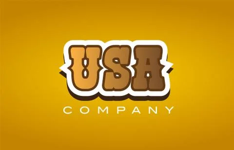 Usa western style word text logo design icon company Stock Illustration