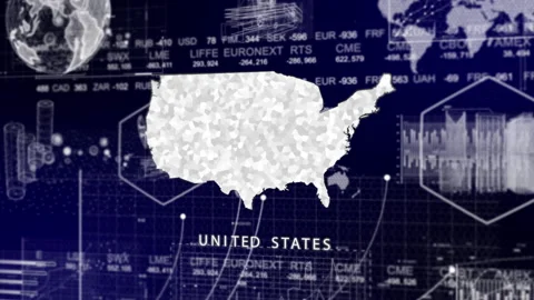 USA without Alaska Map Animation Loop | Growth, GDP, Oil Economy &amp; Development Stock Footage 331569566