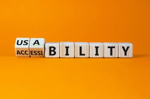 Usability and accessibility symbol. Inverted cube and changed word 'usability 写真素材