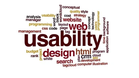 Usability animated word cloud. 3d camera move. Stock Footage 69184860