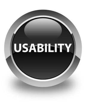 Usability glossy black round button Stock Illustration