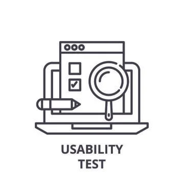 Usability test line icon concept. Usability test vector linear illustration 스톡 일러스트