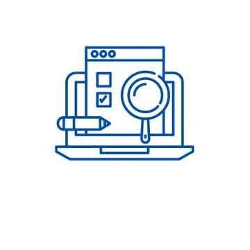Usability test line icon concept. Usability test flat vector symbol, sign Stock Illustration