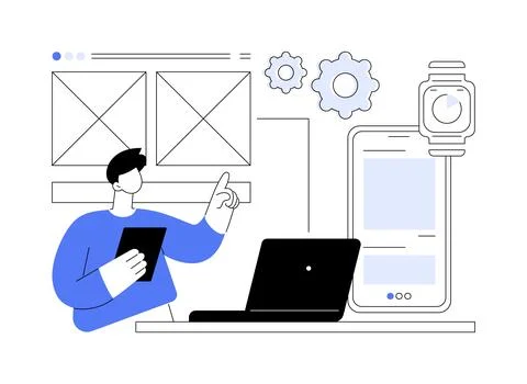 Usability testing abstract concept vector illustration. Illustrazione stock