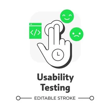 Usability testing flat outline concept icon Stock Illustration