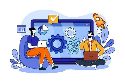 Usability Testing Illustration concept on white background 스톡 일러스트