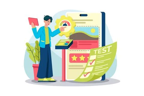 Usability Testing Illustration concept on white background 스톡 일러스트