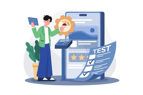 Usability Testing Illustration concept on white background 스톡 일러스트