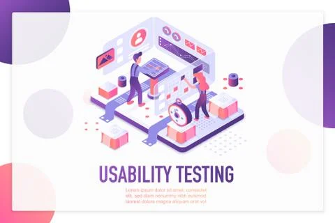 Usability testing isometric landing page vector template Stock Illustration