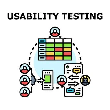 Usability testing process analyzing user experience feedback Stock Illustration