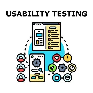Usability testing process analyzing user experience 库存插图