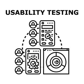 Usability testing process for mobile application development 库存插图