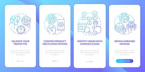 Usability testing profits blue gradient onboarding mobile app screen Stock Illustration