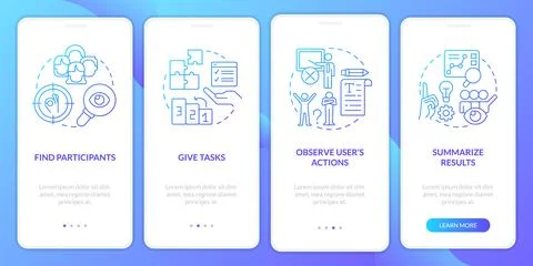 Usability testing session plan blue gradient onboarding mobile app screen Ilustração Stock