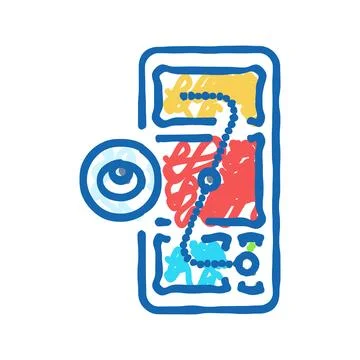 Usability testing ux ui design icon doodle illustration Stock Illustration