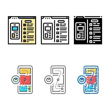 Usability testing ux ui design series color icon vector Stock Illustration