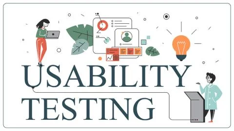 Usability testing web banner design concept. Idea o Illustrazione stock