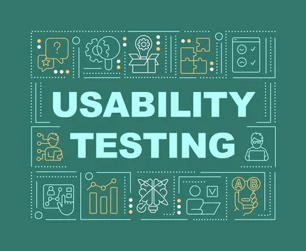 Usability testing word concepts green banner Stock Illustration
