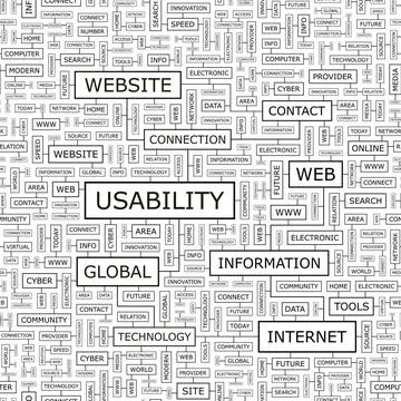 USABILITY USABILITY. Seamless pattern. Word cloud illustration. Copyright:... Foto stock