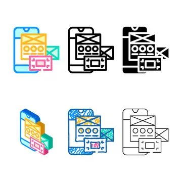 Usability ux ui design color types icon vector Stock Illustration