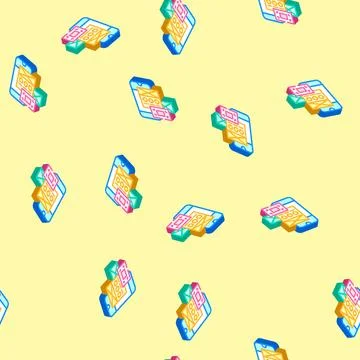 Usability ux ui design isometric icon seamless pattern Stock Illustration