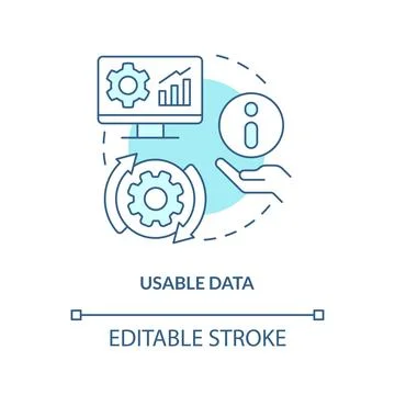 Usable data turquoise concept icon Stock Illustration