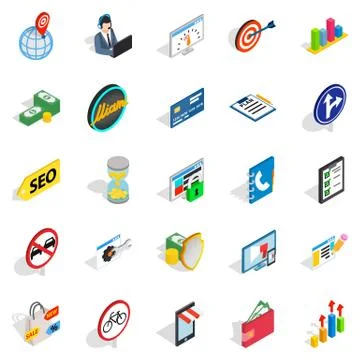 Usable icons set, isometric style Stock Illustration