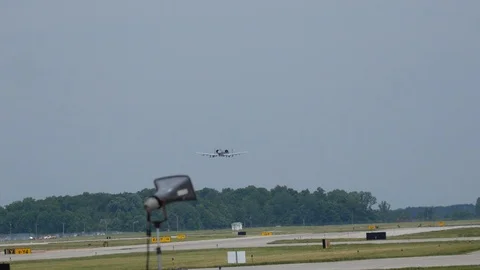 USAF A-10 Thunderbolt II 'Warthog' performs a flyby at the Fort Wayne ANGB Stock Footage 111586995