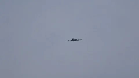 USAF A-10 Thunderbolt II 'Warthog' performs a flyby at the Fort Wayne ANGB Stock Footage 111587297