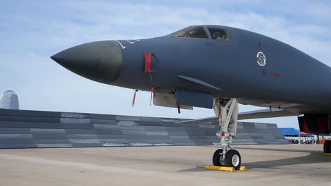 USAF B-1 Lancer on Static Display at the Tinker Air Show Stock Footage 109325717