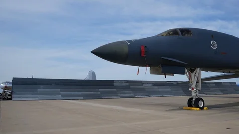 USAF B-1 Lancer on Static Display at the Tinker Air Show Stock Footage 109325765