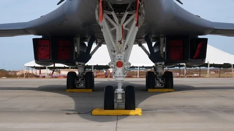 USAF B-1 Lancer on Static Display at the Tinker Air Show Stock Footage 109325917