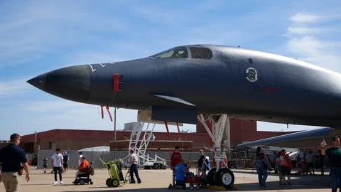 USAF B-1 Lancer on Static Display at the Tinker Air Show Stock Footage 109328788