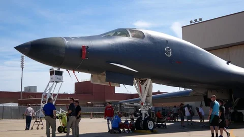 USAF B-1 Lancer on Static Display at the Tinker Air Show Stock Footage 109328790