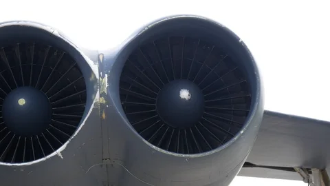 A USAF B-52 Stratofortress on display at the 2019 Fort Wayne Airshow. Stock Footage 111605874